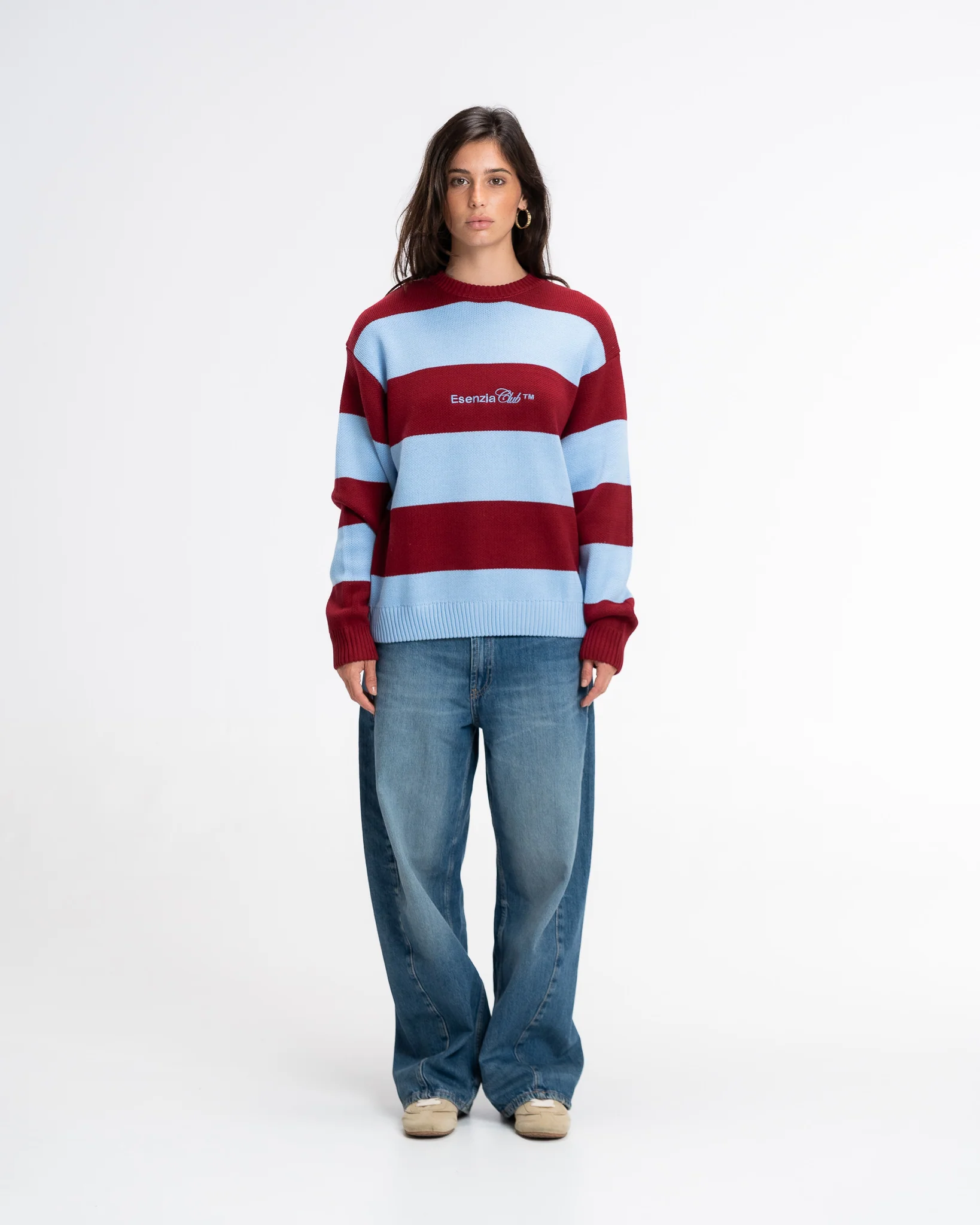 BLUE STRIPED KNIT SWEATER - Image 6