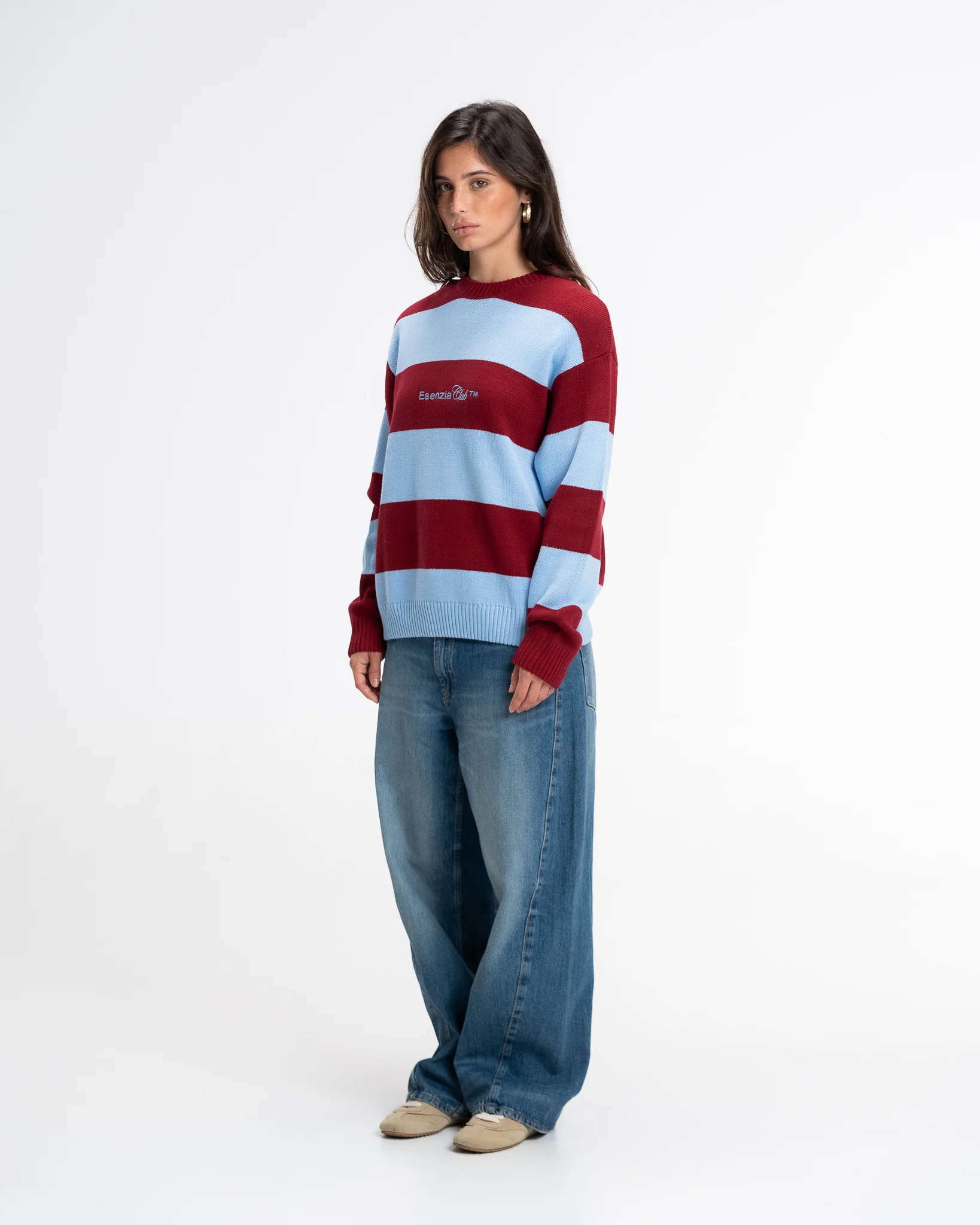 BLUE STRIPED KNIT SWEATER - Image 7