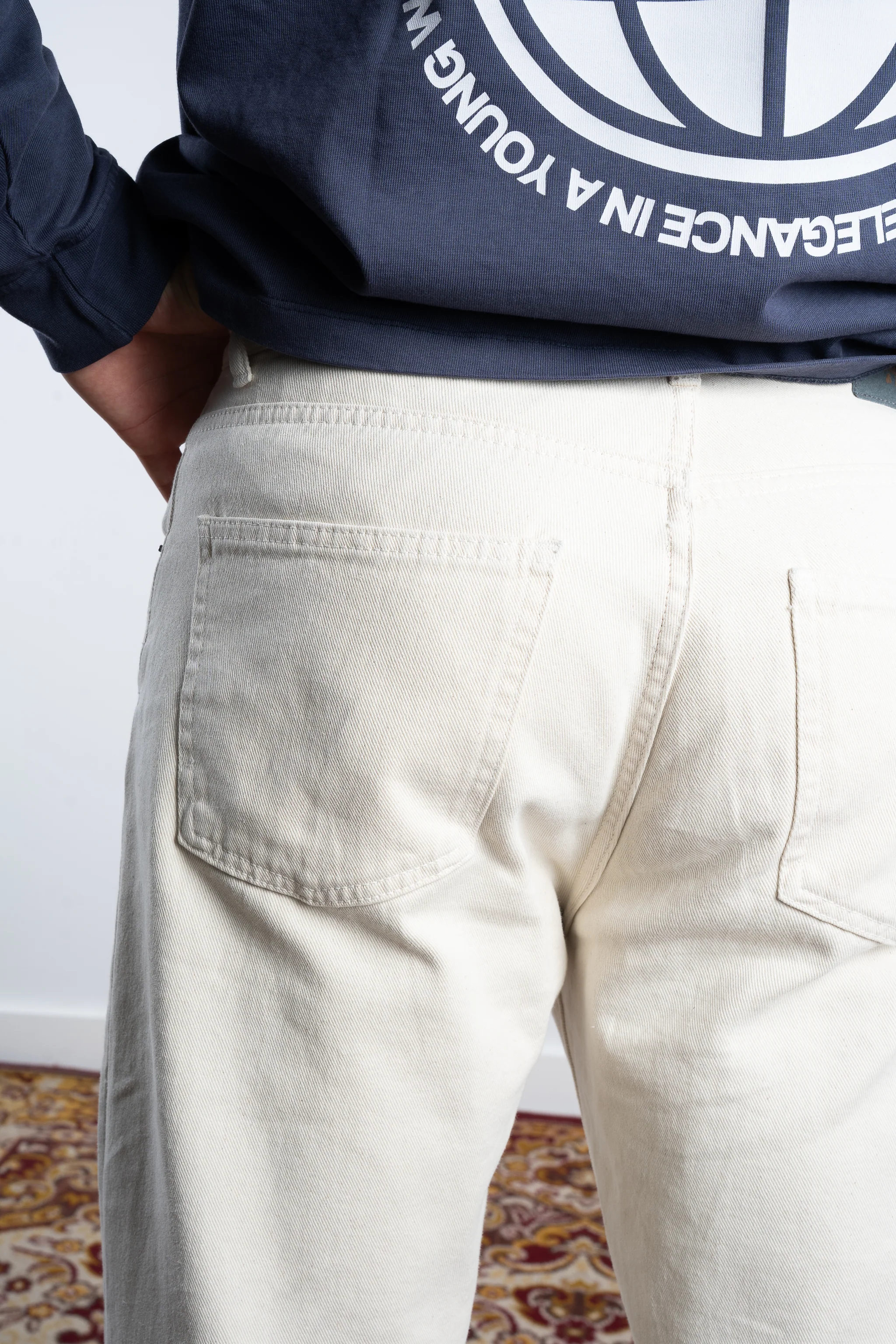 DENIM STRAIGHT PANTS CREAM - Image 10