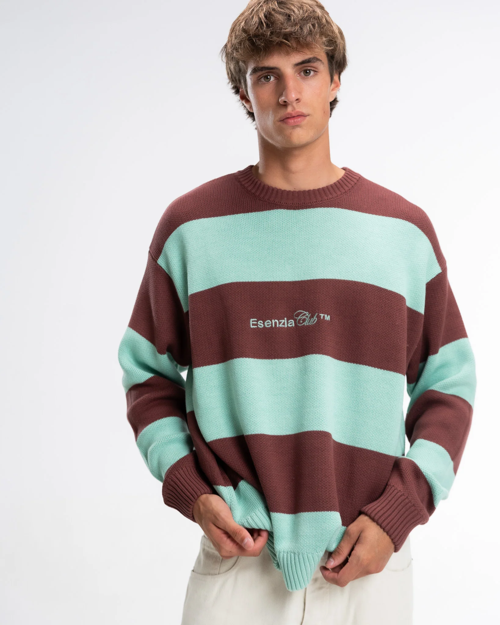GREEN STRIPED KNIT SWEATER - Image 9
