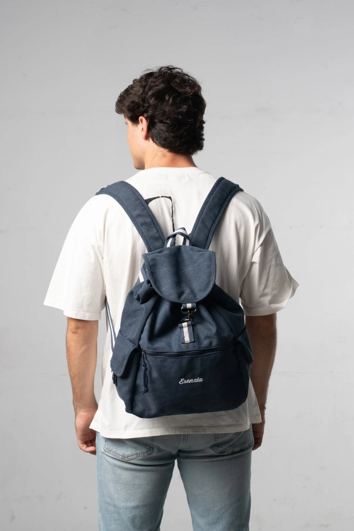 MOCHILA VINTAGE DE LONA AZUL - Image 5