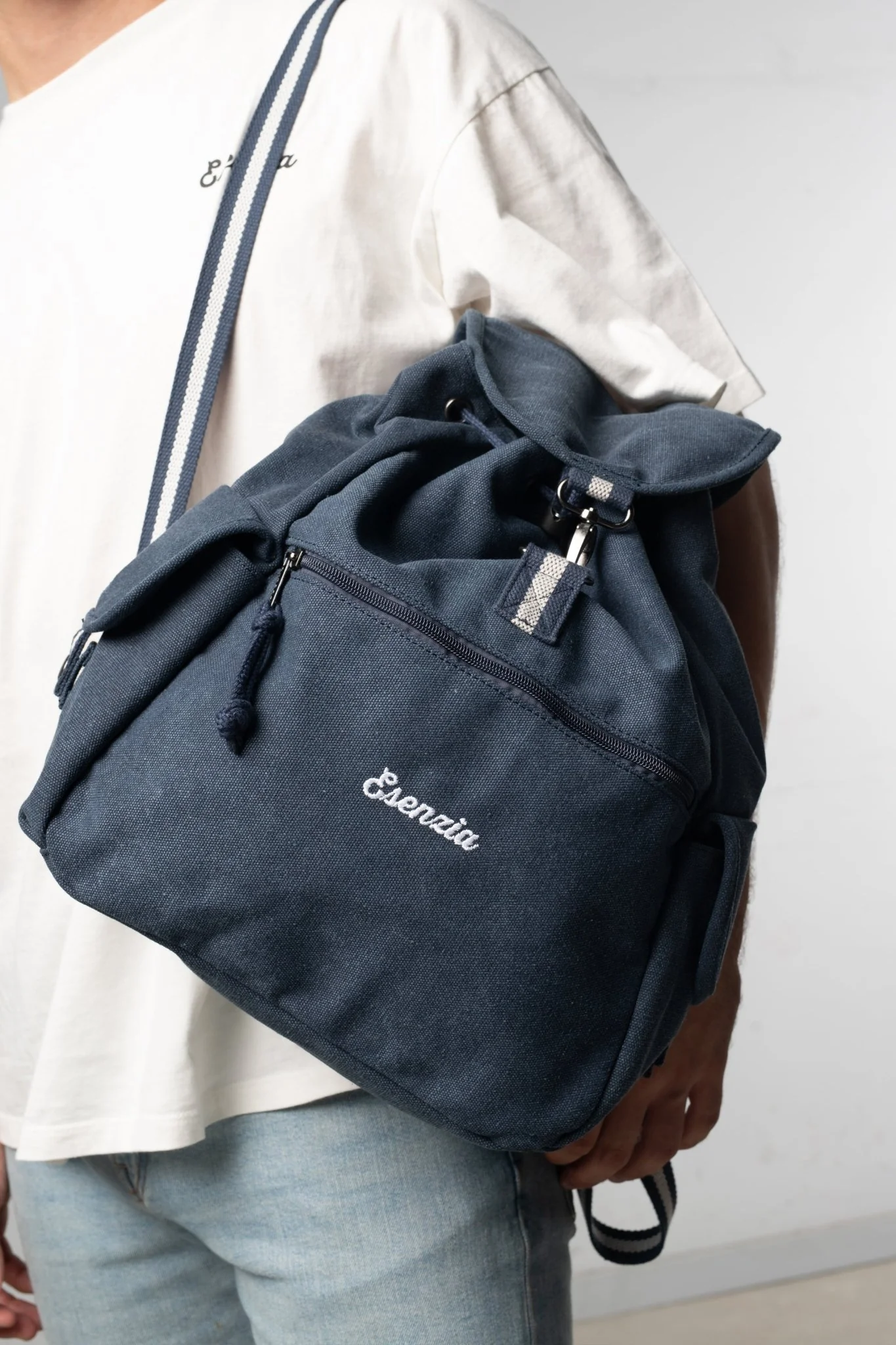 MOCHILA VINTAGE DE LONA AZUL - Image 6