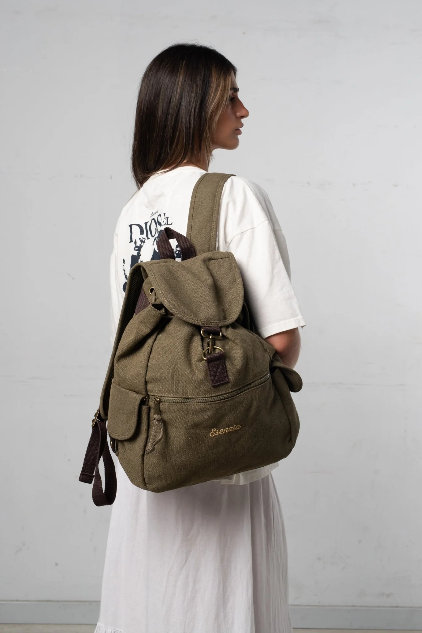 MOCHILA VINTAGE DE LONA VERDE - Image 6